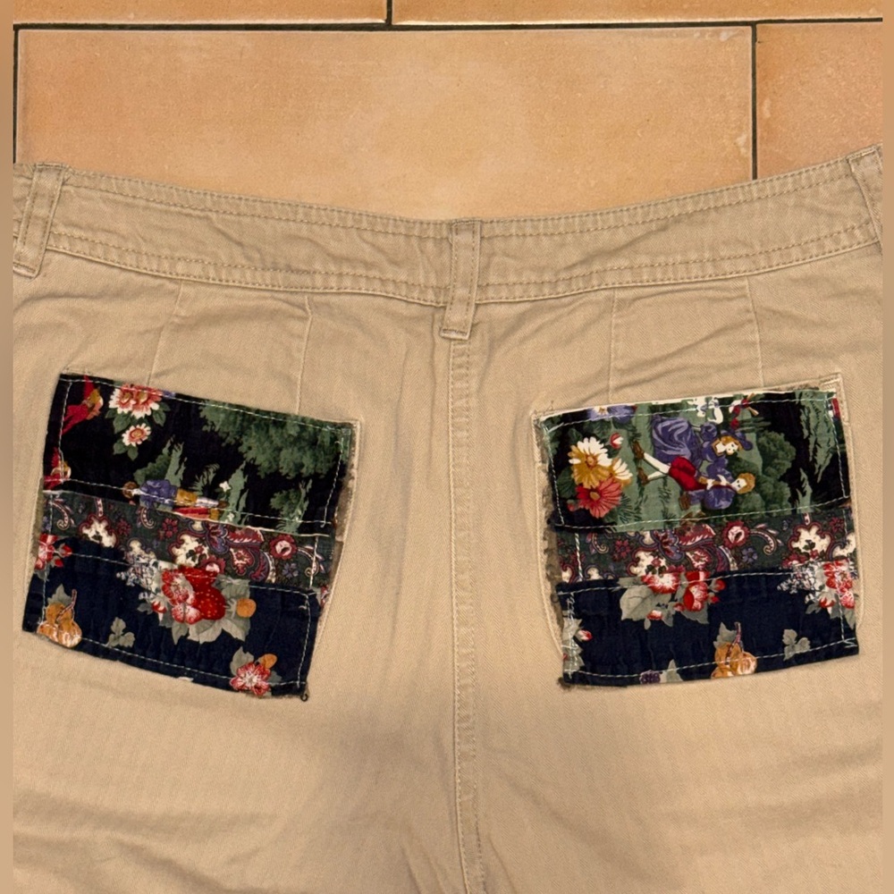 Christopher & Banks Tan Pants with Patchwork